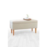 Lorencehome Glend Sandıklı Bench Puf - Krem