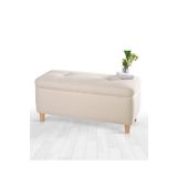 Lorencehome Rocio Sandıklı Bench Puf Krem