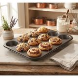 Lorend 12’li Siyah Muffin Kek Kalıbı 26X38 cm Paslanmaz Çelik