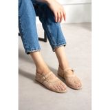 LORENN SHOES Bonnie Bej File Detaylı Düz Taban Kadın Babet Günlük Ayakkabı