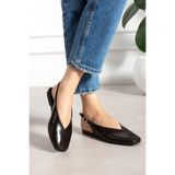 LORENN SHOES Dory Kahve Kırışık Mat Kare Burun Kemer Detaylı Kısa Topuklu Kadın Babet Günlük Ayakkabı