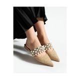 LORENN SHOES Pearl Hasır İnci Detaylı Kadın Terlik