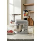 Lorenzo Multichef Stand Mixer 3in1 Hamur Yoğurma Blender Et Kıyma Makinesi - Gümüş