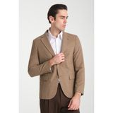 Loreo Erkek Camel Poliviskon Kumaş Yarım Astarlı Mono Yaka Slim Fit Blazer Ceket - 50