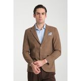 Loreo Erkek Hardal Poliviskon Kumaş Yarım Astarlı Mono Yaka Slim Fit Blazer Ceket - 50