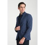Loreo Erkek Lacivert Poliviskon Kumaş Yarım Astarlı Mono Yaka Slim Fit Blazer Ceket - 48