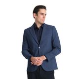 Loreo Erkek Lacivert Poliviskon Kumaş Yarım Astarlı Mono Yaka Slim Fit Spor Blazer Ceket Lacivert 52/6