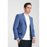 Loreo Erkek Mavi Poliviskon Kumaş Yarım Astarlı Mono Yaka Slim Fit Blazer Ceket - 50