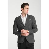 Loreo Erkek Siyah Poliviskon Kumaş Yarım Astarlı Mono Yaka Slim Fit Blazer Ceket - 48