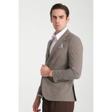 Loreo Erkek Vizon Poliviskon Kumaş Yarım Astarlı Mono Yaka Slim Fit Blazer Ceket - 50