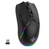 LORERAN Kablosuz Oyun Faresi, Yüksek Hassasiyetli 10.000 DPI Optik Sensör, Üç Modlu Bluetooth/2.4G/Kablolu Fare, Tip-C Alıcılı, 7 Renkli RGB Arka Işık ve Ergonomik, Mac, PC, Dizüstü Bilgisayar için 6 Makro