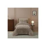 Loria Tek Kişilik Peluş Yatak Örtüsü 160x220cm - Wellsoft Yumuşak Dokulu Dekoratif Kahverengi
