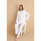 LORIAN'S 4022 Özel Tasarım Uzun Kollu Lohusa Pijama Takımı 3'lü Set