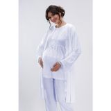 Lorian's Mavi Hamile ve Lohusa Pijama Takımı 3'lü Set - L