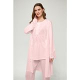 Lorian's Pudra Kadın Uzun Kollu Hamile ve Lohusa Pijama Takımı 3'lü Set - 2XL