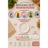 LORİCA Dekoratif Dalgalı Seramik Görünümlü Boyama Seti | Kendin Boya DIY Hobi Kiti | 6 Renk Akrilik Boya + 2 Fırça | El Yapımı Dekoratif Tabak Boyama Seti | Yetişkin & Çocuk Aktivite Seti