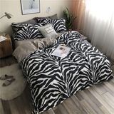 Lorien Tiger Desenli Tek Kişilik, Lastikli Çarşaflı, Çift Taraf Kullanımlı Nevresim Takımı - 160 x 220 cm - Siyah - Beyaz