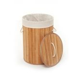 Lorin Katlanir Banyo Bambu Camasir Kirli Sepeti Yuvarlak Oval Naturel