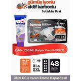 Lorina Aktif Karbon & Gümüş Iyon Destekli Bel Bantlı Hasta Bezi Xl - Xxl 24’lü 2 Paket - Beyaz - XL - 2XL