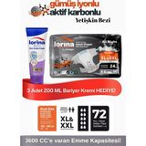Lorina Aktif Karbon & Gümüş Iyon Destekli Bel Bantlı Hasta Bezi Xl - Xxl 24’lü 3 Paket Bariyer Krem Hediyeli - Beyaz - XL - 2XL