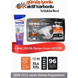 Lorina Aktif Karbon & Gümüş Iyon Destekli Bel Bantlı Hasta Bezi Xl - Xxl 24’lü 4 Paket Bariyer Kremi Hediyeli - Beyaz - XL - 2XL