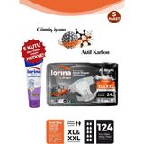 Lorina Aktif Karbon & Gümüş Iyon Destekli Bel Bantlı Hasta Bezi Xl - Xxl 24’lü 5 Paket Bariyer Kremi Hediyeli - Beyaz - XL - 2XL