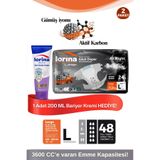 LORİNA AllNight Aktif Karbonlu&Gümüş İyonlu Bel Bantlı Hasta Bezi Large 24’lü 2 Paket Bariyer Kremi Hediyel