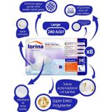 Lorina Tekstil Yüzeyli Bel Bantlı Yetişkin Hasta Bezi Large 30'Lu 8 Paket 240 Adet