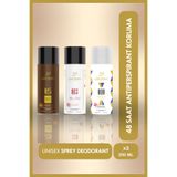 Lorinna Paris Niche Deodorant Set 3x200 Ml (Tobac-co Vanille - Boos Girl - Narkotike Fleure)
