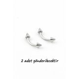 Lorivelle Piercing Göbek Piercing 2'li Kararmaz Cerrahi Çelik Koni Uçlu Muz Kaş Göbek Dudak Rook Daith Kıkırdak Küpe Seti