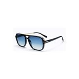 Lorven Mavi Retro Pilot Kemik Çerçeve Gold Detaylı Unisex UV400 Vintage Retro Güneş Gözlüğü