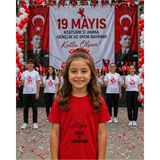 Lorvex 19 Mayıs Atatürk Gençlik Bayramı Tişört %100 Pamuk Oversize Unisex Baskılı Rahat Kalıp - 24-Kırmızı - 5 - 6 Yaş