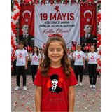 Lorvex 19 Mayıs Atatürk Gençlik Bayramı Tişört %100 Pamuk Oversize Unisex Baskılı Rahat Kalıp - 24-Kırmızı - 7 - 8 Yaş
