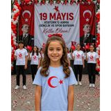 Lorvex 19 Mayıs Atatürk Gençlik Bayramı Tişört %100 Pamuk Oversize Unisex Baskılı Rahat Kalıp - 8-Mavi - 2XL