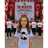 Lorvex 19 Mayıs Atatürk Gençlik Bayramı Tişört %100 Pamuk Oversize Unisex Baskılı Rahat Kalıp - 8-Mavi - 7 - 8 Yaş