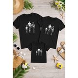 Lorvex Aile Kombin Oversize T-Shirt Anne Baba Çocuk %100 Pamuk Baskılı Rahat Kalıp (3 Adet Ayrı Sipariş Verilmelidir-Tekli Satılmaktadır) - 0-Siyah - 5 - 6 Yaş