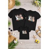 Lorvex Aile Kombin Oversize T-Shirt Anne Baba Çocuk %100 Pamuk Baskılı Rahat Kalıp (3 Adet Ayrı Sipariş Verilmelidir-Tekli Satılmaktadır) - 0-Siyah - XL