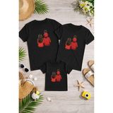 Lorvex Aile Kombin Oversize T-Shirt Anne Baba Çocuk %100 Pamuk Baskılı Rahat Kalıp (3 Adet Ayrı Sipariş Verilmelidir-Tekli Satılmaktadır) - 0-Siyah