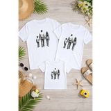 Lorvex Aile Kombin Oversize T-Shirt Anne Baba Çocuk %100 Pamuk Baskılı Rahat Kalıp (3 Adet Ayrı Sipariş Verilmelidir-Tekli Satılmaktadır) - 01-Beyaz - 3 - 4 Yaş