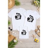 Lorvex Aile Kombin Oversize T-Shirt Anne Baba Çocuk %100 Pamuk Baskılı Rahat Kalıp (3 Adet Ayrı Sipariş Verilmelidir-Tekli Satılmaktadır) - 01-Beyaz - 5 - 6 Yaş