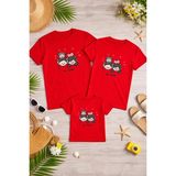 Lorvex Aile Kombin Oversize T-Shirt Anne Baba Çocuk %100 Pamuk Baskılı Rahat Kalıp (3 Adet Ayrı Sipariş Verilmelidir-Tekli Satılmaktadır) - 24-Kırmızı - 9 - 10 Yaş