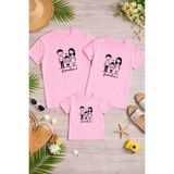 Lorvex Aile Kombin Oversize T-Shirt Anne Baba Çocuk %100 Pamuk Baskılı Rahat Kalıp (3 Adet Ayrı Sipariş Verilmelidir-Tekli Satılmaktadır) - 50-Pembe - 2XL