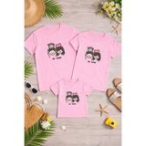 Lorvex Aile Kombin Oversize T-Shirt Anne Baba Çocuk %100 Pamuk Baskılı Rahat Kalıp (3 Adet Ayrı Sipariş Verilmelidir-Tekli Satılmaktadır) - 50-Pembe - XL