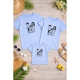Lorvex Aile Kombin Oversize T-Shirt Anne Baba Çocuk %100 Pamuk Baskılı Rahat Kalıp (3 Adet Ayrı Sipariş Verilmelidir-Tekli Satılmaktadır) - 8-Mavi - 13 - 14 Yaş