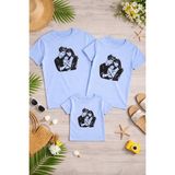 Lorvex Aile Kombin Oversize T-Shirt Anne Baba Çocuk %100 Pamuk Baskılı Rahat Kalıp (3 Adet Ayrı Sipariş Verilmelidir-Tekli Satılmaktadır) - 8-Mavi - 5 - 6 Yaş