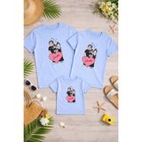Lorvex Aile Kombin Oversize T-Shirt Anne Baba Çocuk %100 Pamuk Baskılı Rahat Kalıp (3 Adet Ayrı Sipariş Verilmelidir-Tekli Satılmaktadır) - 8-Mavi - 7 - 8 Yaş