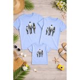 Lorvex Aile Kombin Oversize T-Shirt Anne Baba Çocuk %100 Pamuk Baskılı Rahat Kalıp (3 Adet Ayrı Sipariş Verilmelidir-Tekli Satılmaktadır) - 8-Mavi - 9 - 10 Yaş