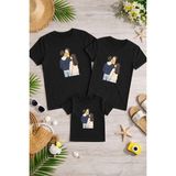 Lorvex Anne Baba Çocuk Kombin Tişört Pamuklu Oversize Aile Kombini T-Shirt (Ürünler Tekli Satılmaktadır) - 0-Siyah - 9 - 10 Yaş