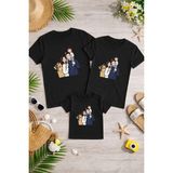 Lorvex Anne Baba Çocuk Kombin Tişört Pamuklu Oversize Aile Kombini T-Shirt (Ürünler Tekli Satılmaktadır) - 0-Siyah