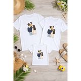 Lorvex Anne Baba Çocuk Kombin Tişört Pamuklu Oversize Aile Kombini T-Shirt (Ürünler Tekli Satılmaktadır) - 01-Beyaz - 2XL